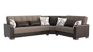 Armada X Sand/Dark Brown 309 Corner Sectional Sofa Sleeper by Casamode