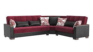 Armada X Burgundy/Black 310 Corner Sectional Sofa Sleeper by Casamode