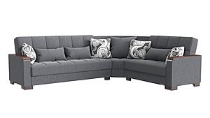 Armada X Gray Fabric 313 Corner Sectional Sofa Sleeper by Casamode