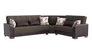 Armada X Brown Fabric/PU 314 Corner Sectional Sofa Sleeper by Casamode