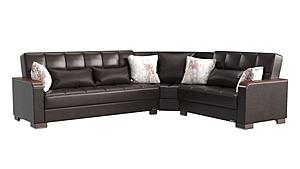 Armada X Brown PU 316 Corner Sectional Sofa Sleeper by Casamode
