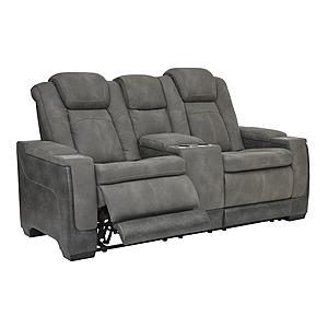 Next-Gen DuraPella Performance Fabric Dual Power Reclining Loveseat w/Console - Two-Tone Slate by Ashley Furniture
