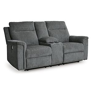 Barnsana Gravel Power Reclining Loveseat w/Console by Ashley Furniture