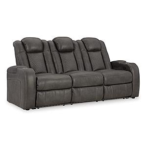 Fyne-Dyme Dual Power Reclining Sofa - Shadow by Ashley Furniture