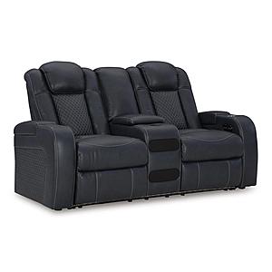 Fyne-Dyme Dual Power Reclining Loveseat w/Console - Sapphire by Ashley Furniture