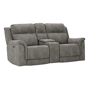 Next-Gen DuraPella Performance Fabric Dual Power Reclining Loveseat w/Console - Slate by Ashley Furniture