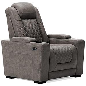 HyllMont Dual Power Recliner w/Power Adjustable Headrest - Gray by Ashley Furniture