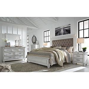 Kanwyn White Upholstered Panel Bedroom Set by Ashley Furniture