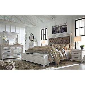 Kanwyn White Upholstered Bedroom Set w/Storage Bench by Ashley Furniture