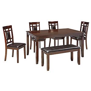 Bennox Brown Dining Table & 4 Upholstered Chairs, Dining Bench Set by Ashley Furniture