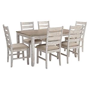 Skempton Light Brown Dining Table & 6 Dining Chairs Set by Ashley Furniture