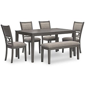 Wrenning Gray Dining Table & 4 Upholstered Chairs, Bench Set by Ashley Furniture