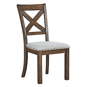 Moriville Dark Brown X Back Dining Upholstered Side Chair (Set of 2) by Ashley Furniture