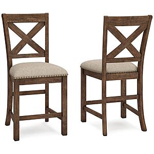 Moriville Upholstered Counter Height Bar Stool (Set of 2) - Beige by Ashley Furniture