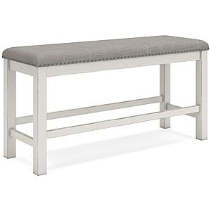Robbinsdale Double Counter Upholstered Bench - Antique White by Ashley Furniture