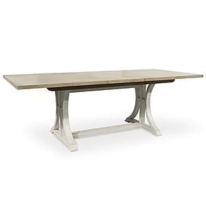 Shaybrock Antique White/Brown Rectangular Dining Extension Table w/Trestle Base by Ashley Furniture