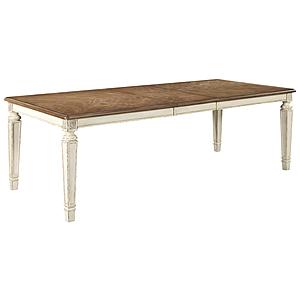 Realyn Chipped White Rectangular Extendable Dining Table by Ashley Furniture