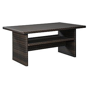 Easy Isle Outdoor Multi-use Table w/Aluminum Top - Dark Brown/Beige by Ashley Furniture