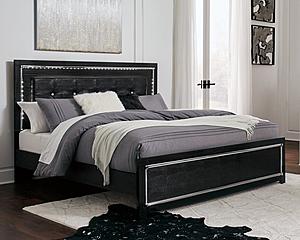 Kaydell - Black - Upholstered Panel Bedroom Set & Roll Slats by Ashley Furniture