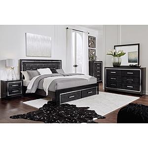 Kaydell - Black - Upholstered Panel Bedroom Set w/2 Storage Drawers & Roll Slats by Ashley Furniture