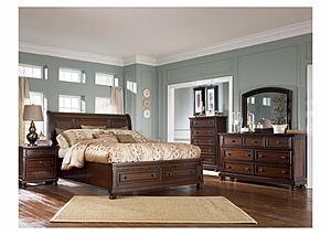 Porter - Rustic Brown - Sleigh Bedroom Set w/2 Storage Drawers by Ashley Furniture