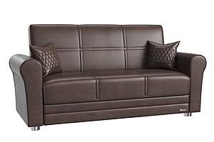 Avalon Brown PU Leatherette Convertible Loveseat by Casamode