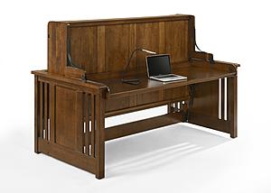 Artisan Black Walnut Twin Desk Murphy Cabinet by Night & Day Furniture