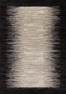 Aurora Black Beige Distressed Sound Wave Border Rug by Kalora