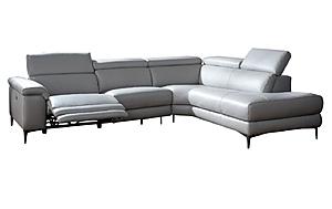 Axel M5653 Light Gray Top Grain Leather Sectional w/Electric Recliner by BH Furniture