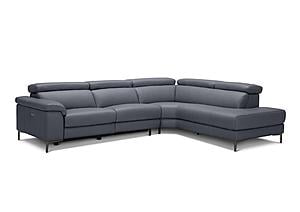 Axel NL5100 Slate Blue Top Grain Leather Sectional w/Electric Recliner by BH Furniture