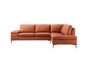Decker FSA003 Orange Leather Sectional w/Storage Arm by BH Furniture