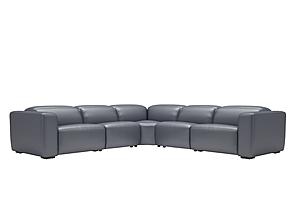 Franklin NL5100 Slate Blue Leather 6-Piece Sectional w/3 Power Headrest by BH Furniture