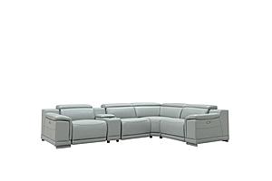 Hartley 7376 Light Gray Leather 6-Piece Sectional w/3 Power Recliners by BH Furniture