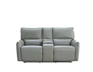 Heather 7576 Dark Gray Leather Loveseat w/Console by BH Furniture