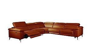 Hendrix M5659 Orange Leather Sectional w/Electric Recliners by BH Furniture