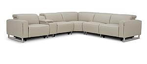 Hudson NL5115 Smoke Gray Leather 6-Piece Sectional w/3 Power Recliners by BH Furniture