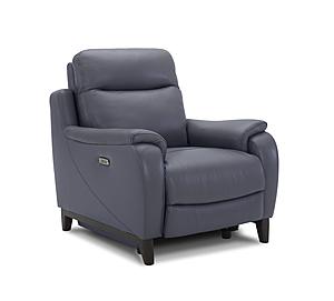 Leonard NL5100 Slate Blue Leather Dual Power Recliner by BH Furniture