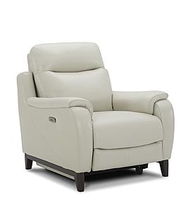 Leonard NL5100 Smoke Gray Leather Dual Power Recliner by BH Furniture
