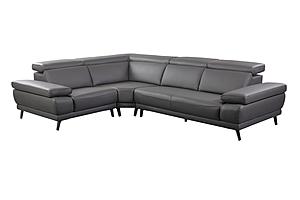 Mercer 8605 Slate Gray Leather Corner Sectional w/2 Arms by BH Furniture