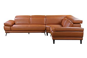 Mercer E8232 Adobe Orange Leather Corner Sectional w/2 Arms by BH Furniture