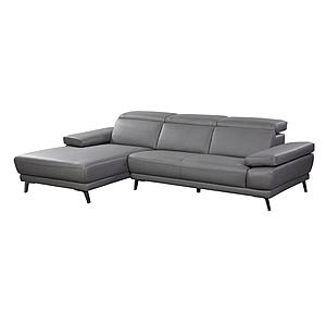 Mercer 8605 Slate Gray Leather Chaise Sectional w/Motion Headrests by BH Furniture