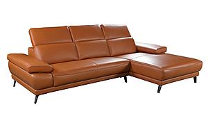 Mercer E8232 Adobe Orange Leather Chaise Sectional w/Motion Headrests by BH Furniture