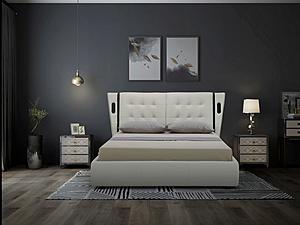 Milan M1233 White Full Leather Upholstered Platform Bed by BH Furniture