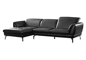Orchard L208 Black Top Grain Leather Sectional w/Ratcheting Headrests by BH Furniture
