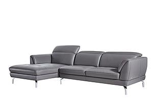 Orchard L225 Dark Gray Top Grain Leather Sectional w/Ratcheting Headrests by BH Furniture