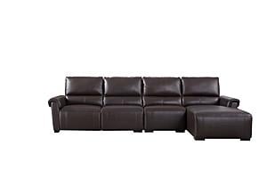 S275 L204 Brown Thick Leather Sectional w/Electric Recliner by BH Furniture
