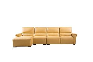 S275 L222 Mustard Thick Leather Sectional w/Electric Recliner by BH Furniture
