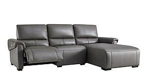 S275 L225 Dark Gray Thick Leather Sectional w/Electric Recliner by BH Furniture