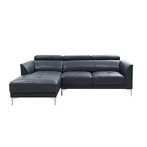 Slate 7276 Blue Thick Leather Sectional w/Motion Headrests by BH Furniture