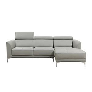 Slate 7376 Light Gray Thick Leather Sectional w/Motion Headrests by BH Furniture
